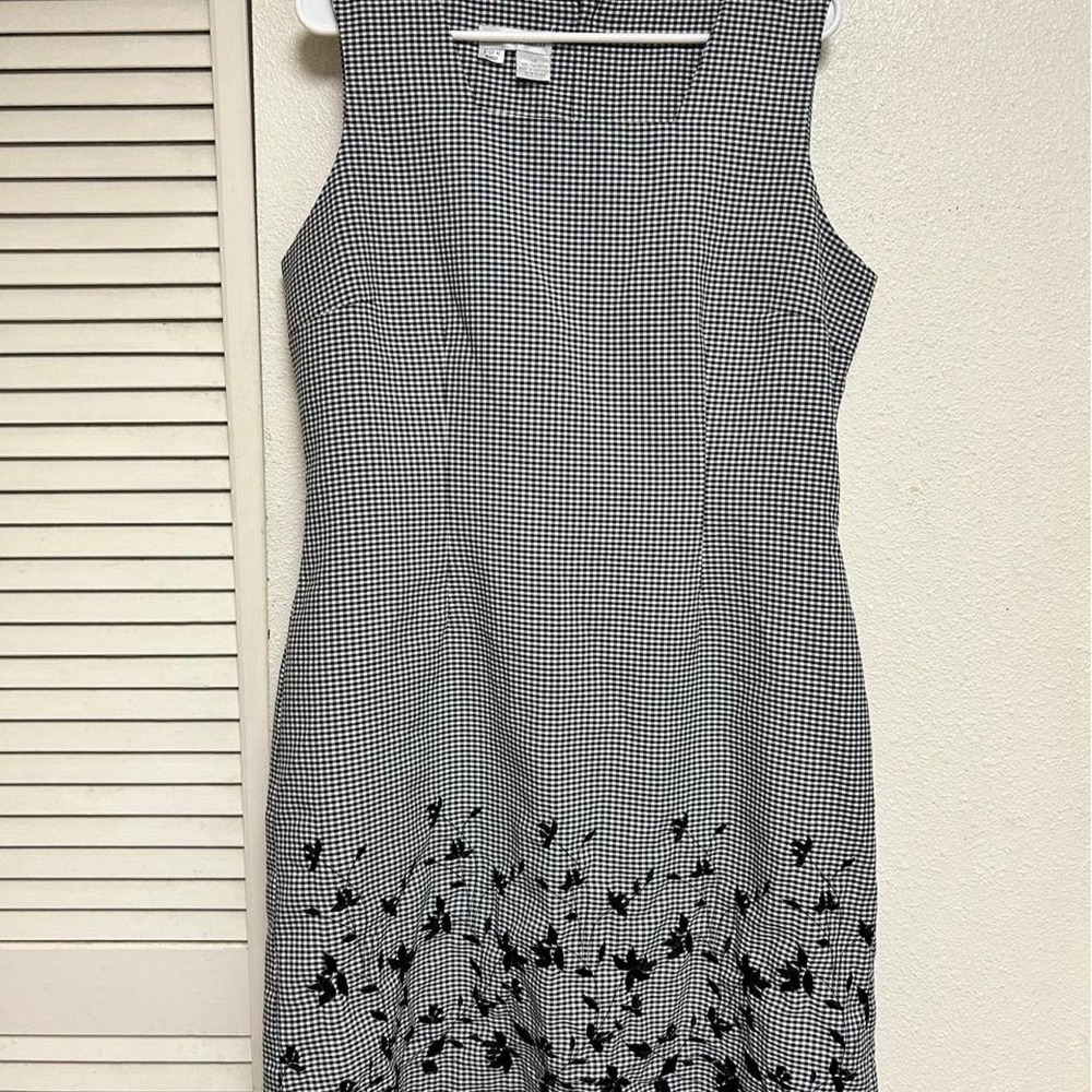 Vintage floral gingham black and white‎ dress
